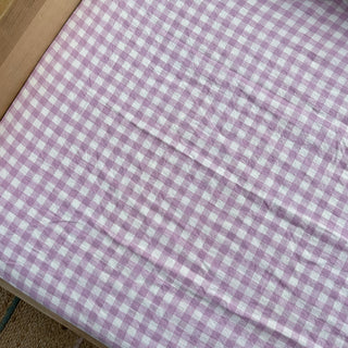 Linen Crib Fitted Sheet (Pink Gingham)