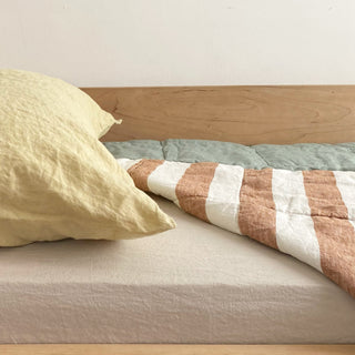 Linen Baby Quilt (Sage/Tobacco Stripe)