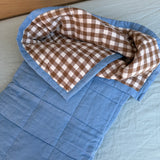 Linen Baby Quilt (Acid Blue/Choc Gingham)