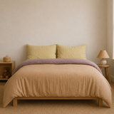 Linen Duvet Cover (Biscuit/Rosewood)