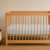 Linen Crib Fitted Sheet (Blue Gingham)