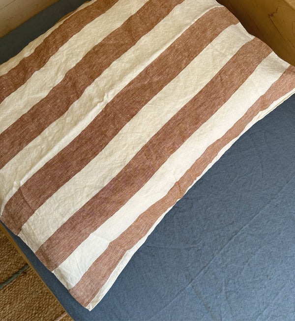Linen Pillowcase (Tobacco Stripe)