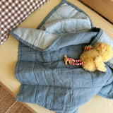 Linen Baby Quilt (Dusty Blue/Pale Aqua)