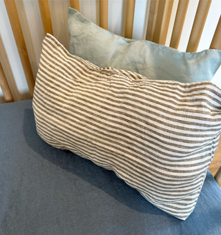 Linen Pillowcase (Olive Stripe)