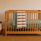 Linen Baby Quilt (Sage/Tobacco Stripe)