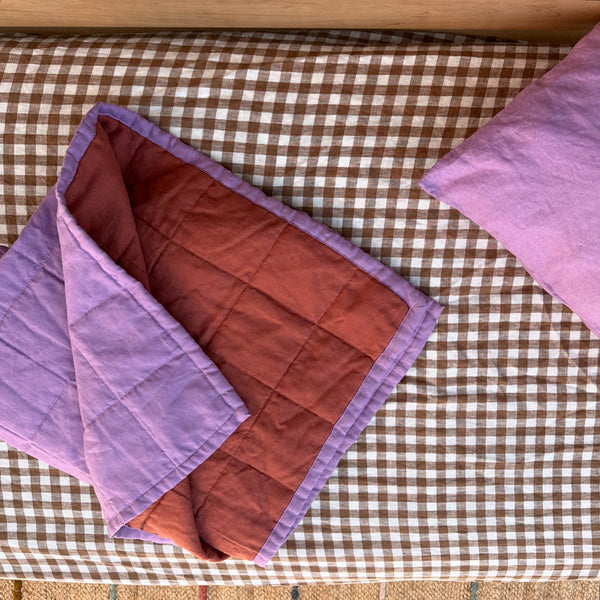 Linen Baby Quilt (Purple/Copper)