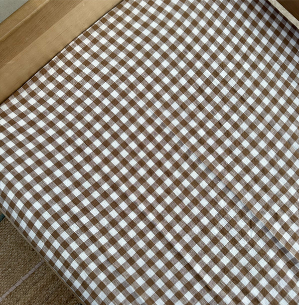 Linen Crib Fitted Sheet (Chocolate Gingham)