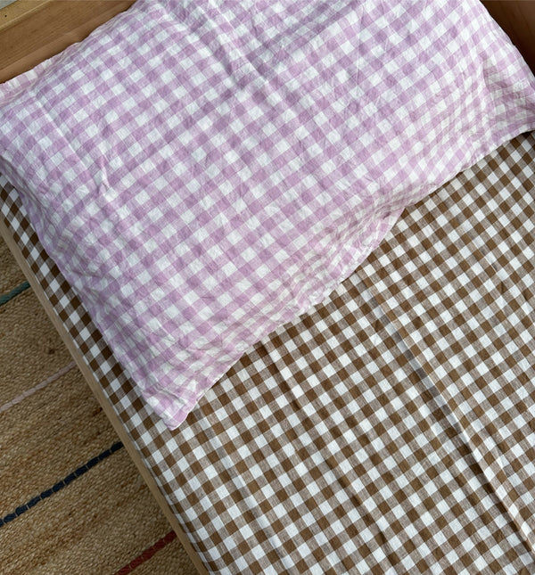 Linen Pillowcase (Pink Gingham)