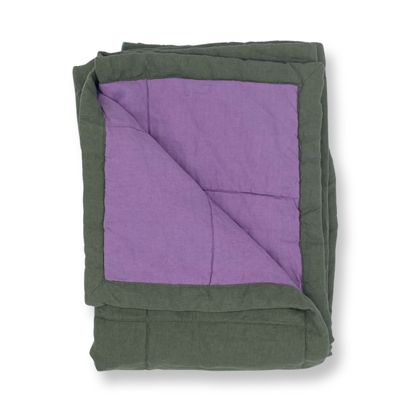 Linen Baby Quilt (Khaki/Purple)