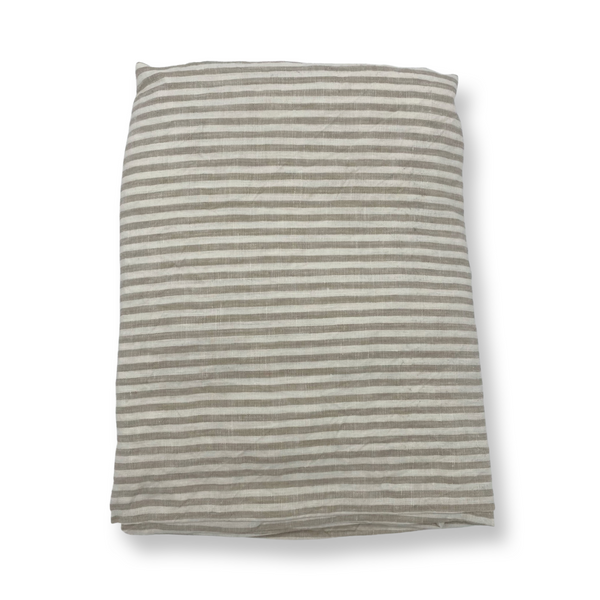 Linen Fitted Sheet (Natural Stripe)