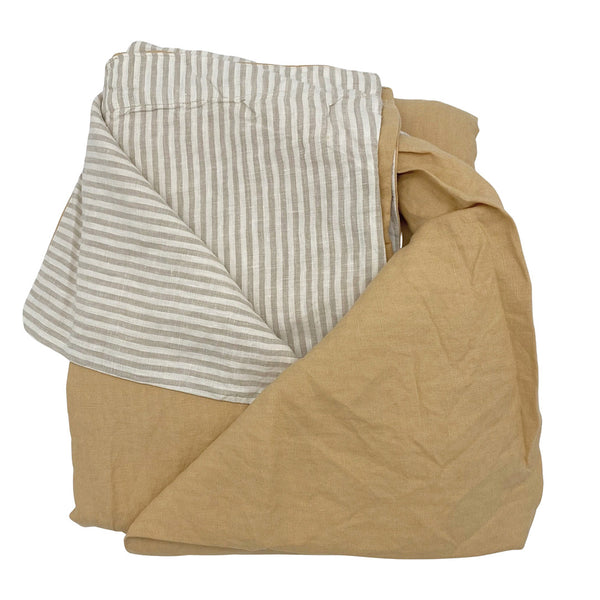 Linen Duvet Cover (Oat/Natural Stripe)