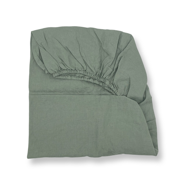 Linen Fitted Sheet (Sage)