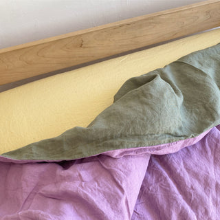 Linen Duvet Cover (Purple/Khaki)