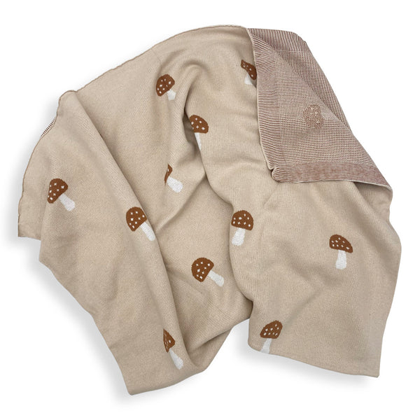 Soft Knitted Mushroom Blanket